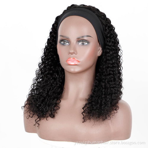 2021 Trending Style Raw Brazilian Cuticle Aligned Virgin 100% Human Hair Kinky Curly Headband Non Lace Wig Supernatural glueless
